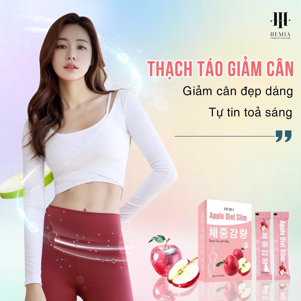 Thạch táo giảm cân Hemia 1 hộp 10 cái tác dụng giảm cân an toàn tại nhà hiệu quả chỉ một liệu trình