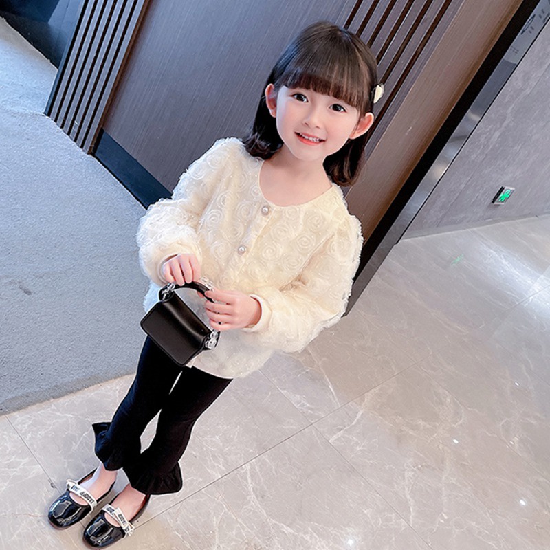 Áo Khoác Cardigan Dệt Kim Thời Trang Xuân Thu Cho Bé Gái