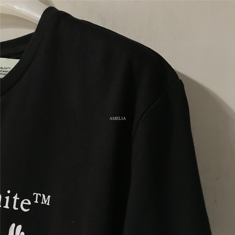 Off White Áo Thun Ngắn Tay Họa Tiết Chữ Độc Đáo Thời Trang