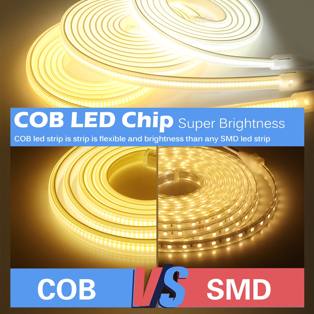 220V COB Đèn Led dây đôi 10M 288LEDs / m siêu sáng  Ngoài trời không thấm nước COB Dây Đèn Led + 1.5m Công tắc cắm