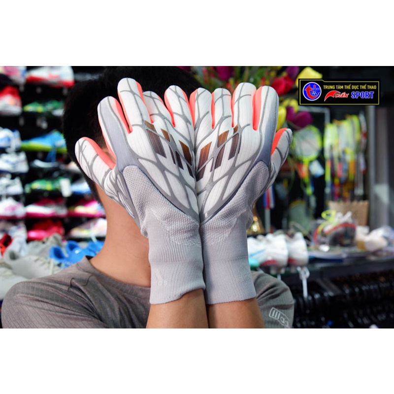 Găng Tay thủ môn ADI@DAS X GL PRO (không xương) - trắng cam xám(size 8-9-10)