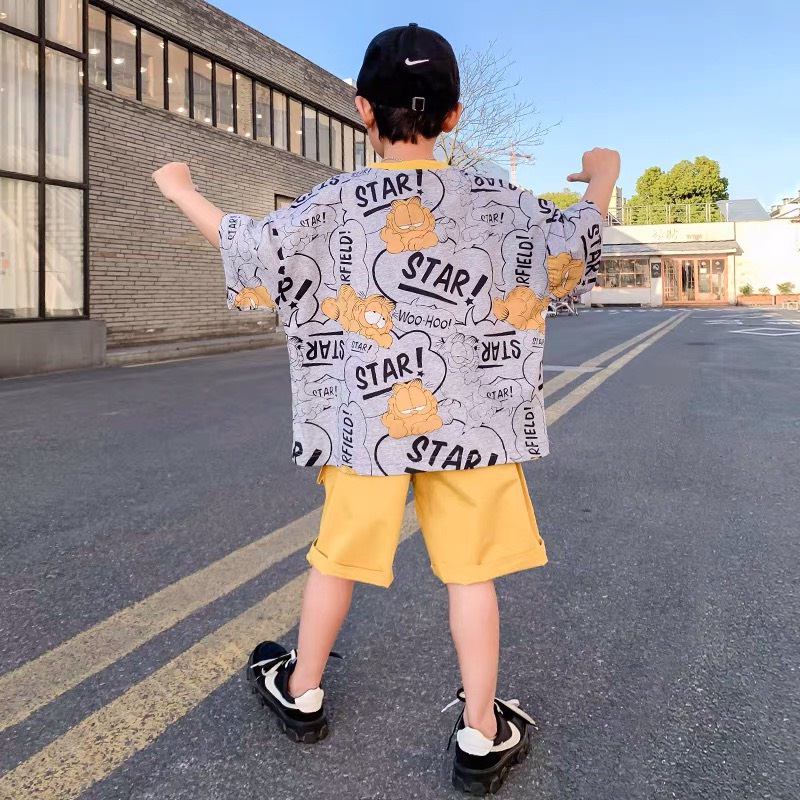 Đồ bộ bé trai Con Xinh cotton hình in  Mèo Masu STAR, quần áo bé trai từ 14 đến 45kg