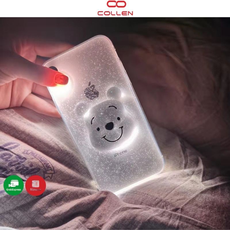 Ốp điện thoại trong suốt in hình gấu Pooh 3D đẹp rẻ tốt, ốp lưng điện thoại chống bẩn cho iphone COLLEN LIFE