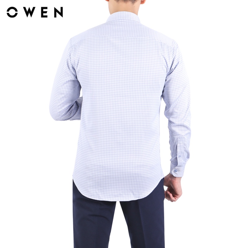 Áo sơ mi dài tay nam Owen Café Regular Fit màu Navy trắng - AR23547D