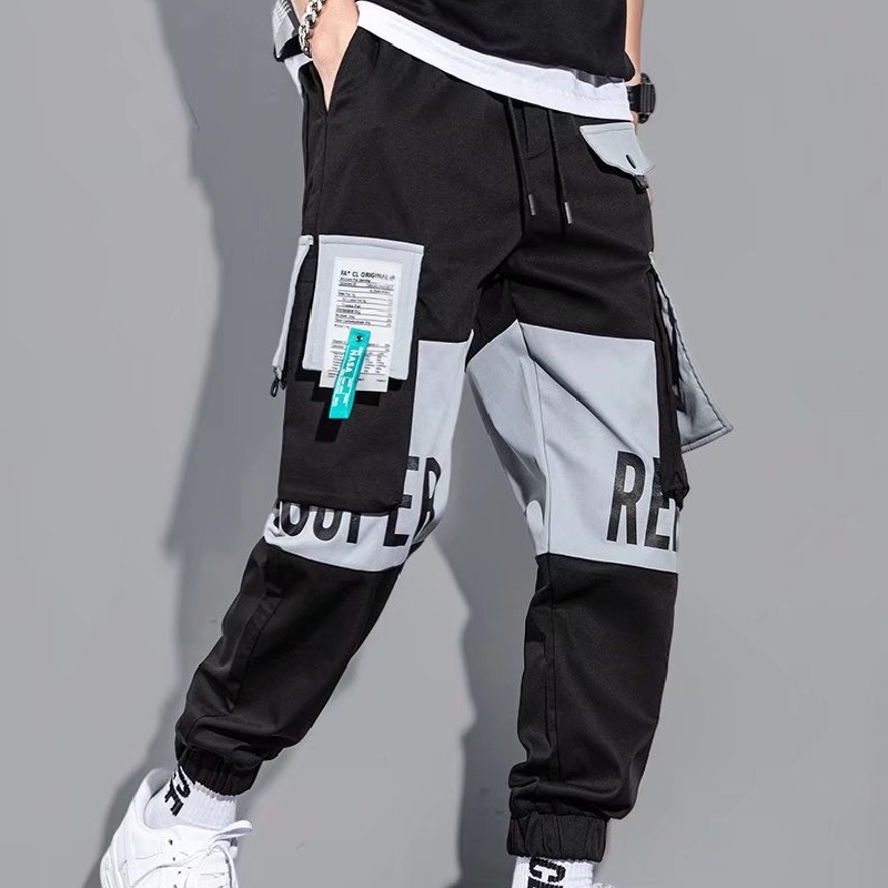 Quần ống rộng nhiều túi màu sắc chất lượng cao phong cách đường phố Hàn Quốc thời trang cho nam size S-5XL