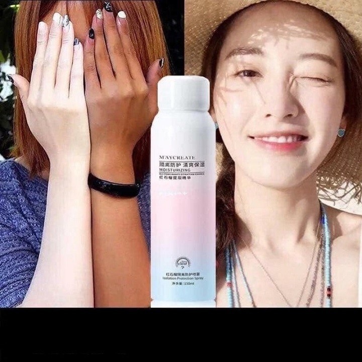 Xịt chống nắng trắng da dưỡng ẩm da khô dạng xịt Maycreate