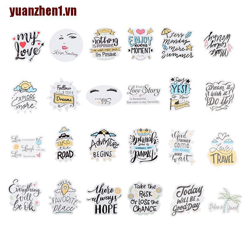 [YUANZHEN1] 50 Sticker Câu Trích Dẫn Động Lực Chống Nước Diy Cho Laptop