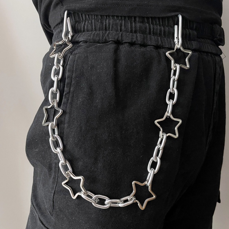 Dây Xích Một Lớp Hình Ngôi Sao Năm Cánh Đeo Thắt Lưng Phong Cách Hiphop Đường Phố Cho Nam