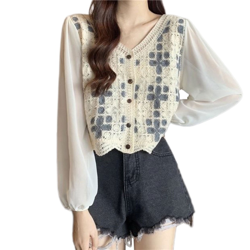 Áo Khoác Cardigan Vải Voan Phối Ren Hoa Thời Trang Mùa Hè Cho Nữ