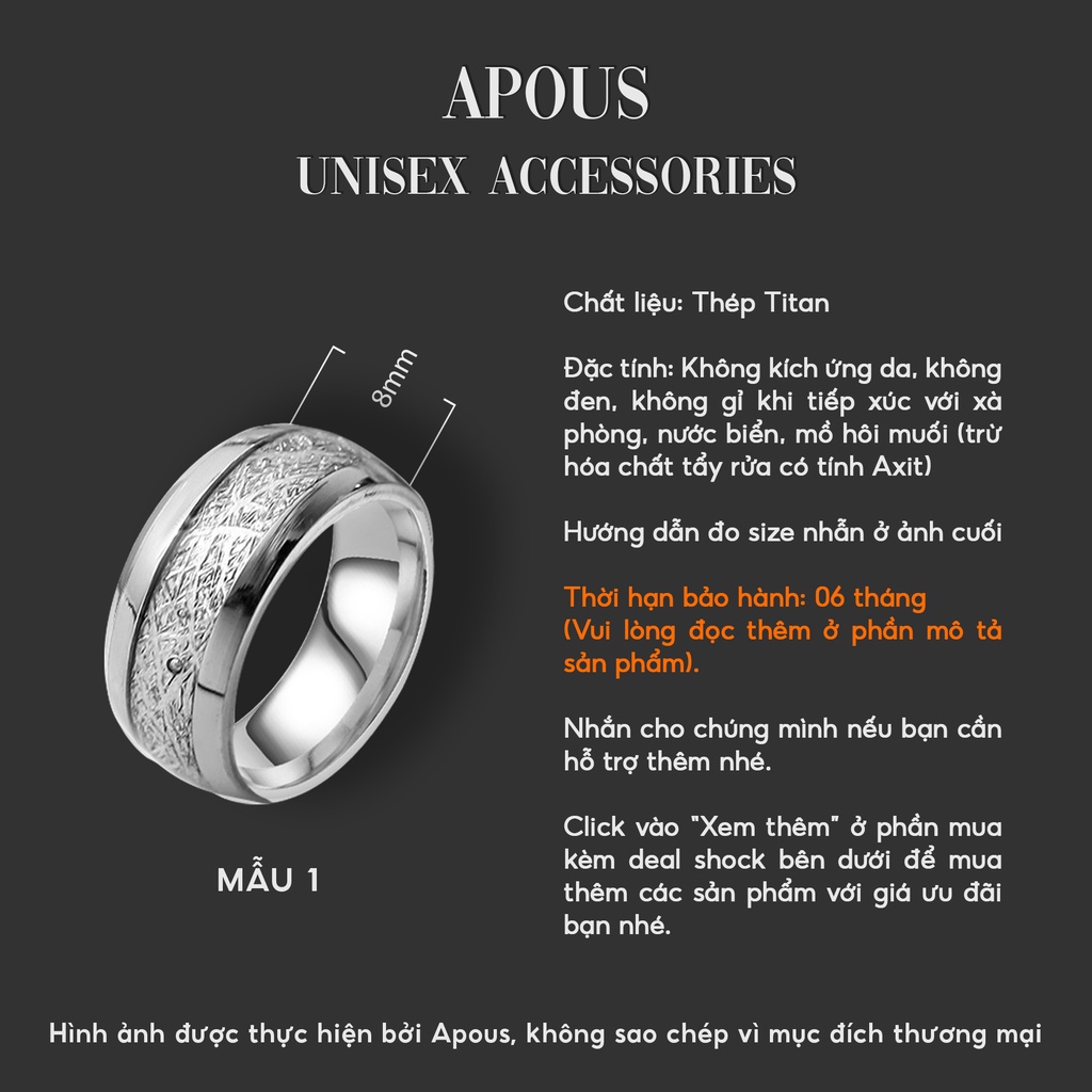 Nhẫn nam nữ Basic Ice Ring - Thép không gỉ - Phụ kiện trang sức Unisex Apous