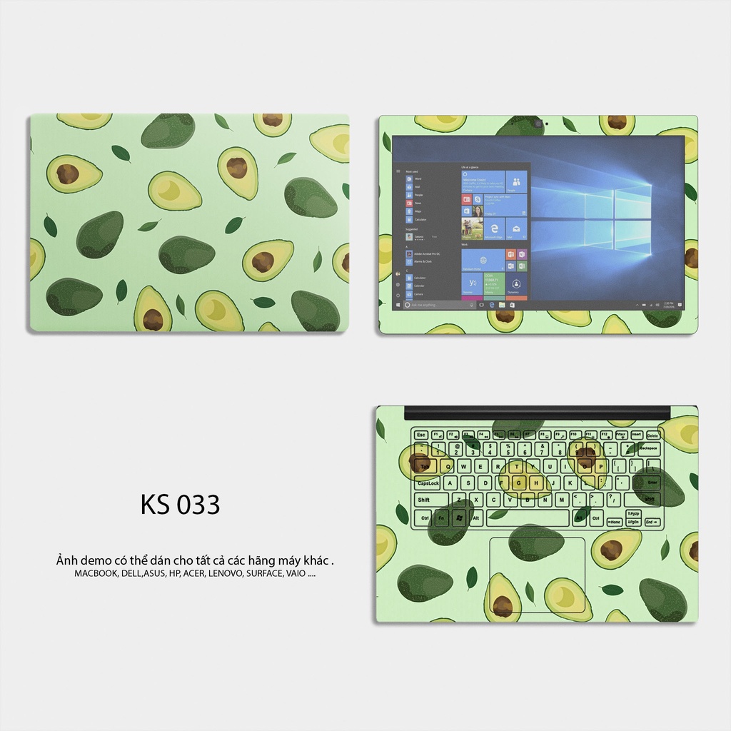 Skin Dán Laptop - Mẫu Trái Bơ (KS 032 - KS 033)