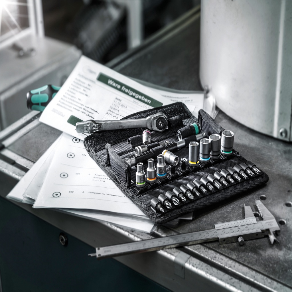 Bộ cần siết kim loại 1/4" Wera 05004018001 8100 sa 8 zyklop metal ratchet set