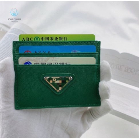 Ví Da Pu 4 Ngăn Siêu Mỏng Đựng Thẻ Hiệu Prada Thời Trang Cho Nam Nữ