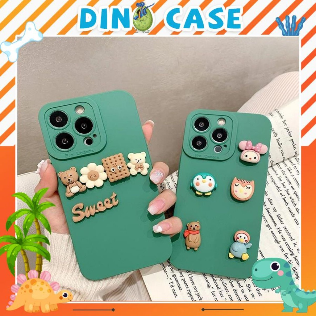 Ốp lưng điện thoại iphone cạnh vuông gắn charm b 7plus x xsmax 11 11promax 12 12pro 12promax 13 13pro 13promax DT13