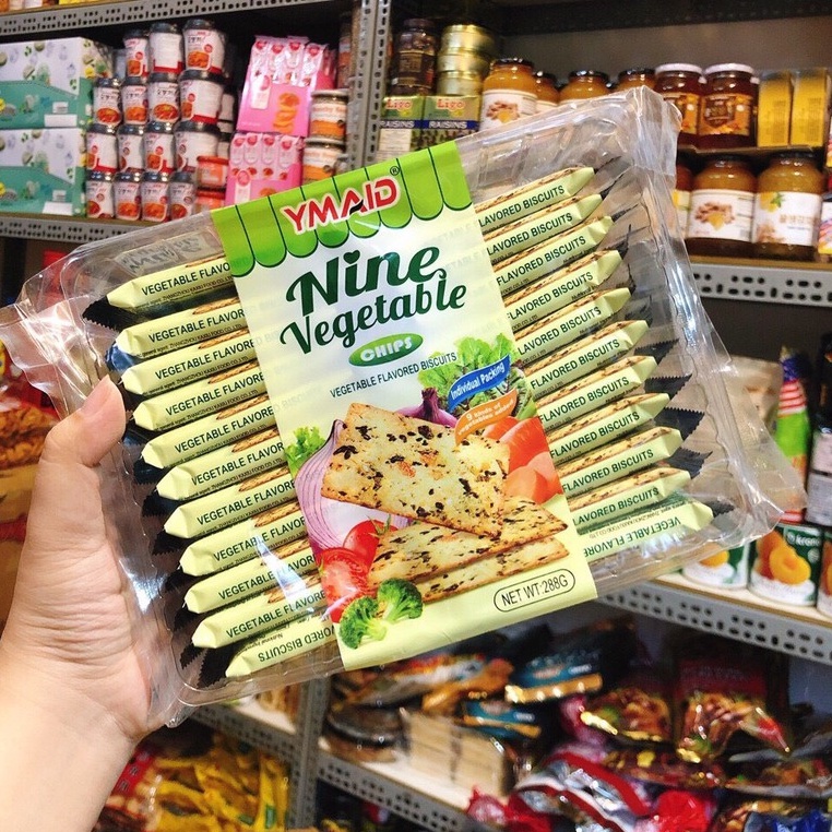 Bánh quy vị rau củ và phomai Ymaid HongKong 288g đồ ăn vặt phù hợp người ăn kiêng, tiểu đường