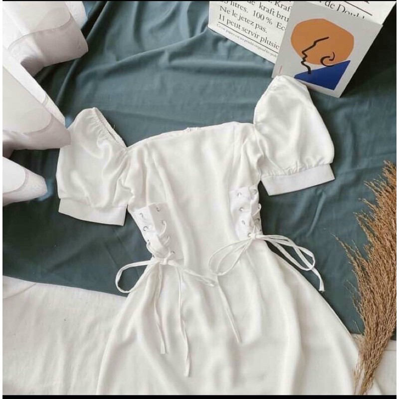 VÁY TRẮNG NỮ DỰ TIỆC DẠO PHỐ SIÊU XINH ✅HÀNG CAO CẤP-RẺ NHẤT SHOPEE ✅VÁY TRẮNG TAY NGẮN ĐAN CHÉO 2 BÊN EO SIÊU TÔN DÁNG | BigBuy360 - bigbuy360.vn