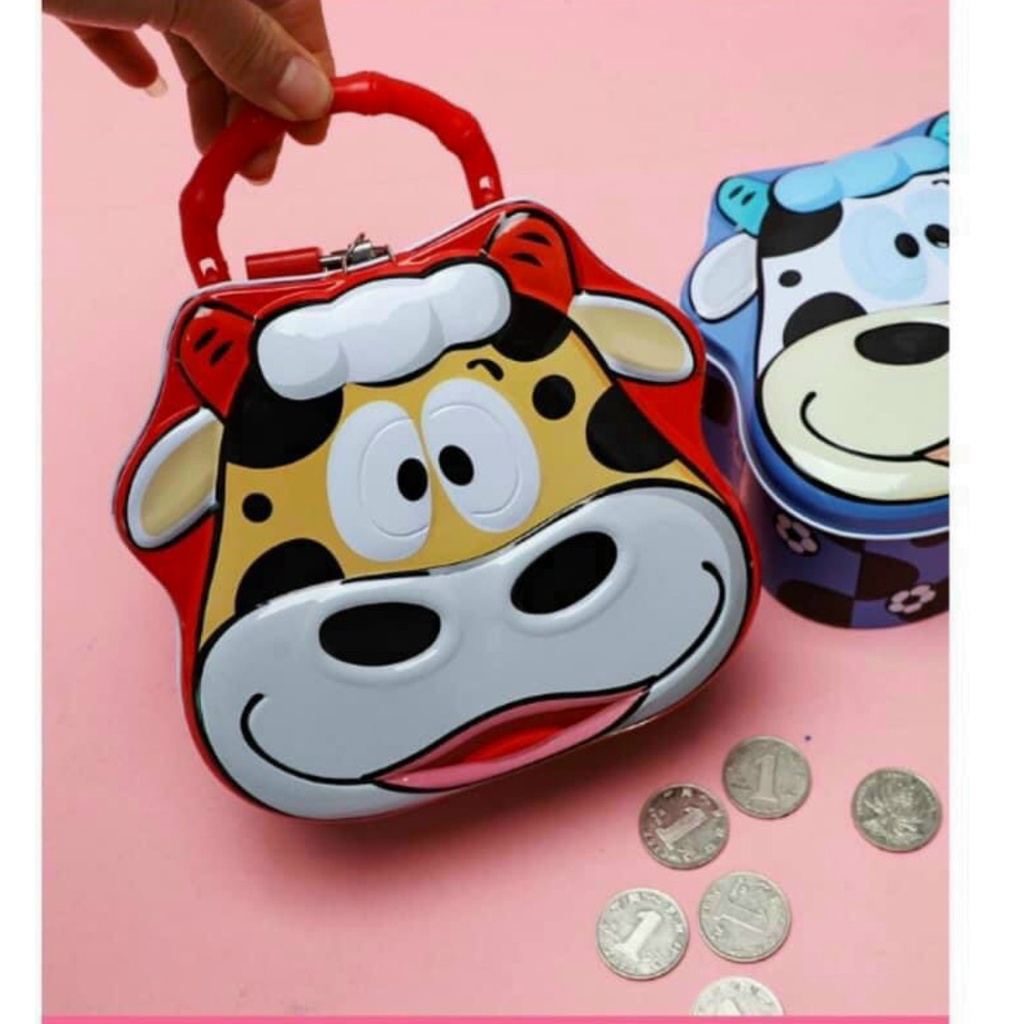 KÉT SẮT MINI TIẾT KIỆM TIỀN CHO BÉ HÌNH CHÚ BÒ ĐÁNG YÊU, NGỘ NGHĨNH