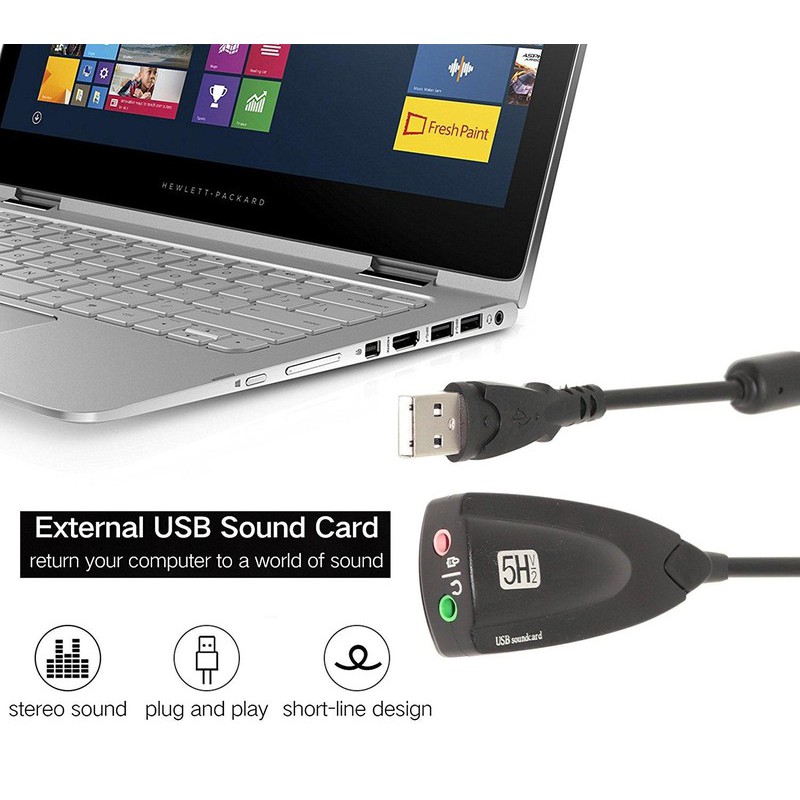 USB Sound Dây Dài 30cm 5HV2 7.1 (Không cần cài đặt)