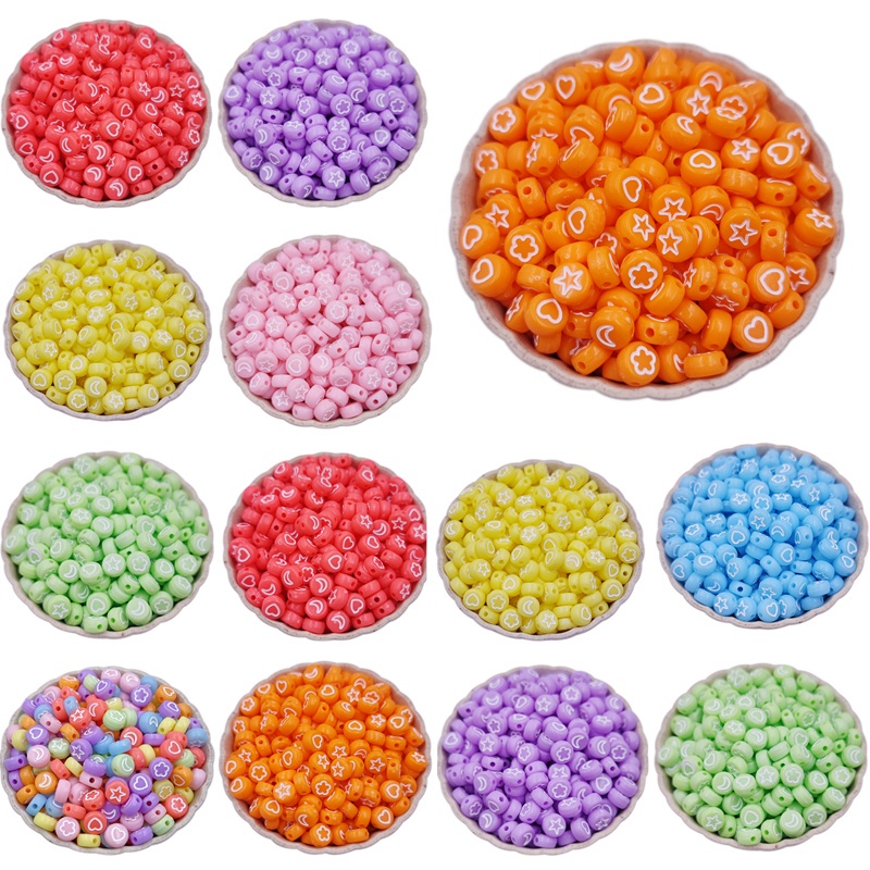 Set 60 Hạt Nhựa bằng Acrylic Nhiều Hình Dạng Dùng Làm Đồ Trang Sức 4x7mm