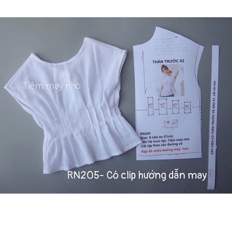 RN205_rập giấy may áo xếp li nữ