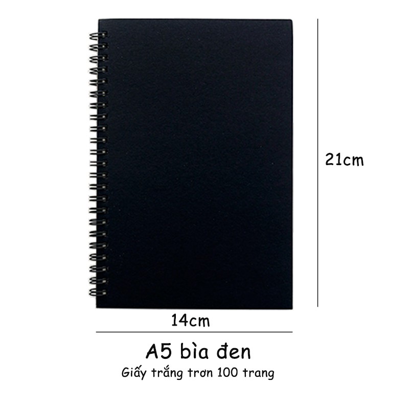 Sổ tay vẽ chì lò xo A5 100 trang sổ tay Sketchbook giấy kem trơn 110gsm