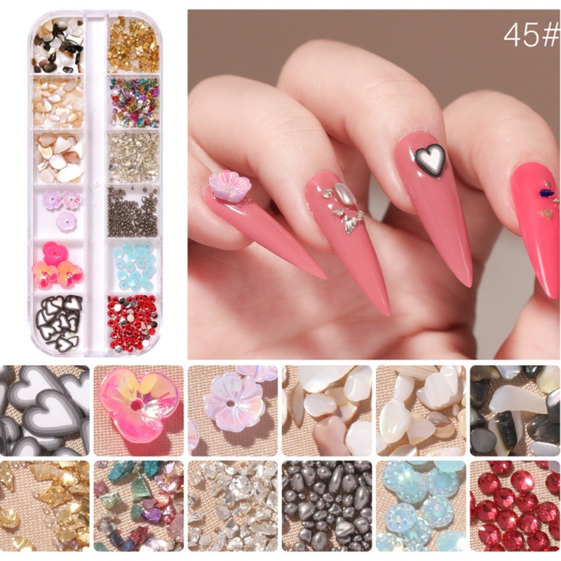 Hộp Phụ Kiện Trang Trí Móng Tay Lấp Lánh Xinh Xắn