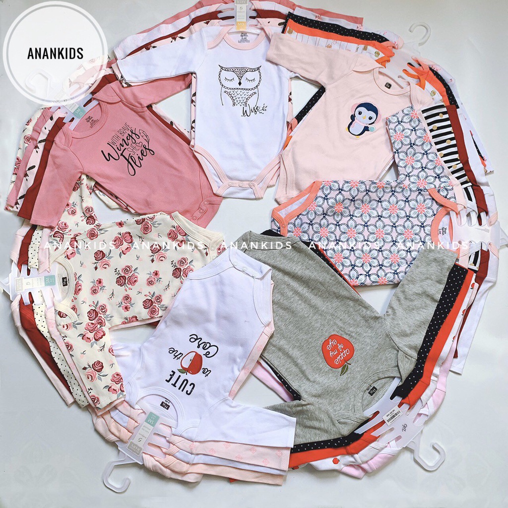 Bộ Bodysuit Body Chip Dài Tay Xuất Mỹ Cho Bé Trai Bé Gái
