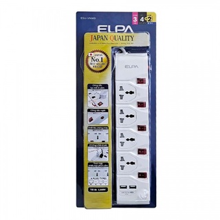 Ổ cắm điện 4 ổ cắm, công tác riêng, 2 cổng sạc elpa esu-vni43