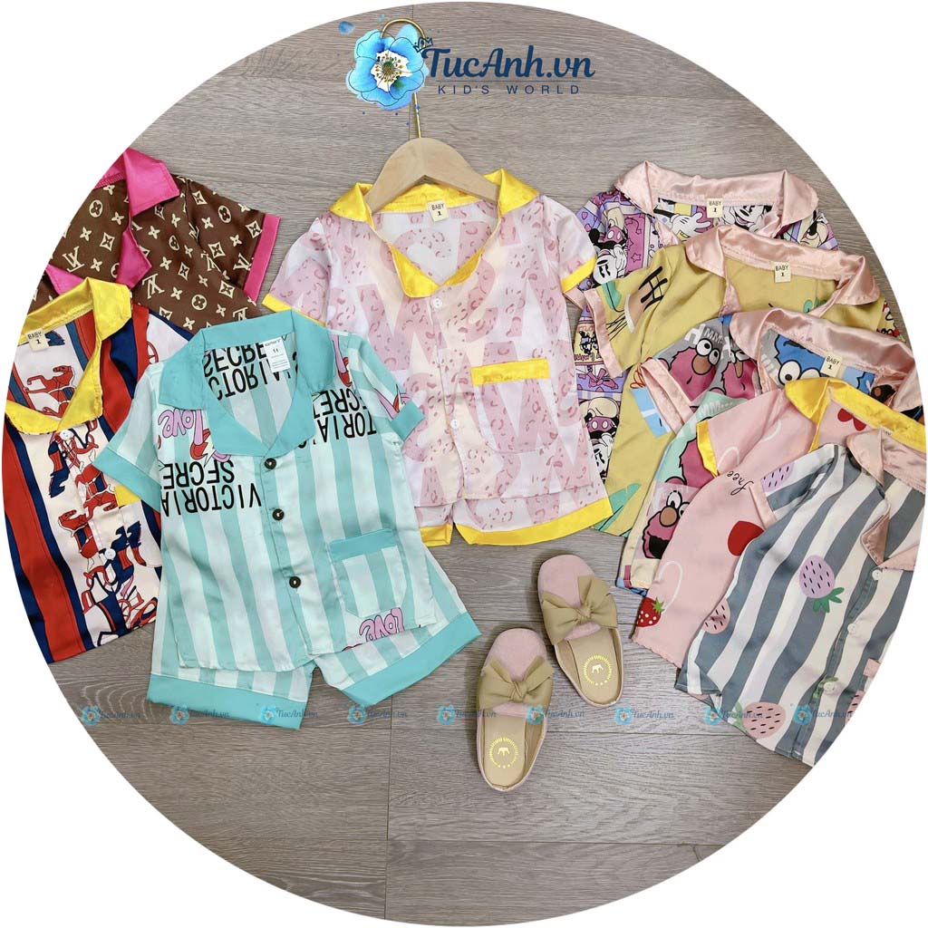 Bộ Pijama Cho Bé Gái Size 7-17KG, Bộ Ngủ Lụa In Hình 2D - TucAnh