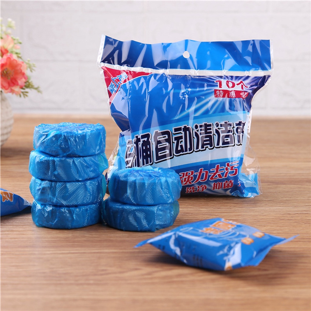 Viên thả bồn cầu nhà vệ sinh (Túi 10 Viên) - Viên tẩy bồn cầu diệt vi khuẩn mùi màu xanh giữ gìn vệ sinh sạch sẽ