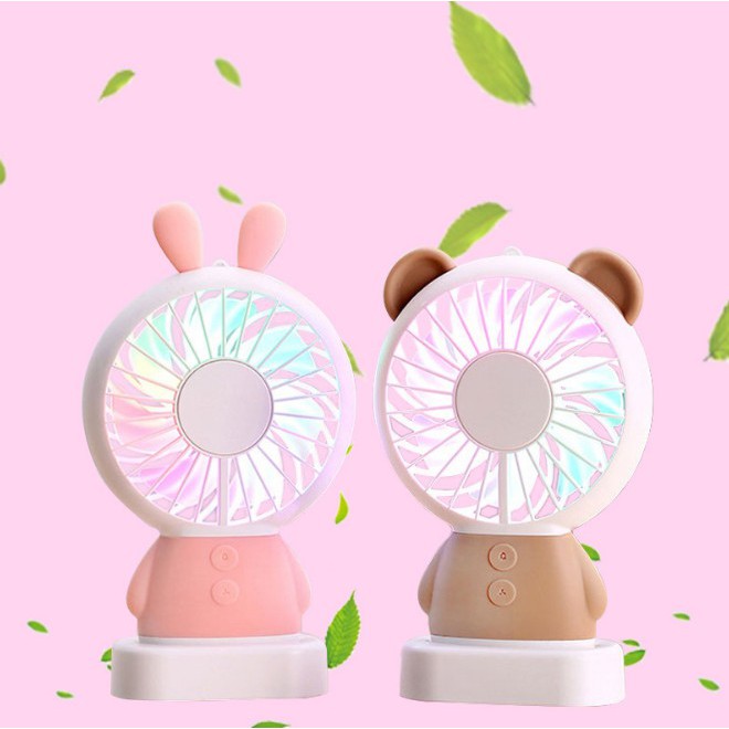 Quạt Mini Để Bàn Hình Thú Cute Ngộ Nghĩnh, Có Đèn Led, 3 Mức Độ Gió, Xin Xắn Nhỏ Nhắn Gọn Nhẹ