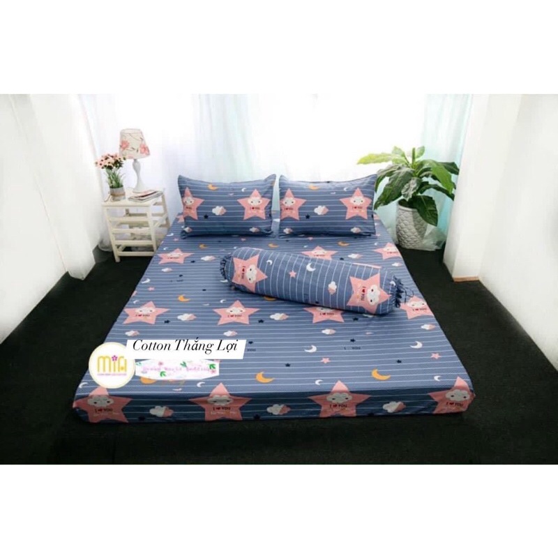 Drap Thắng Lợi, ga trãi giường hàng chuẩn có in logo cotton 100% SAO DƯƠNG