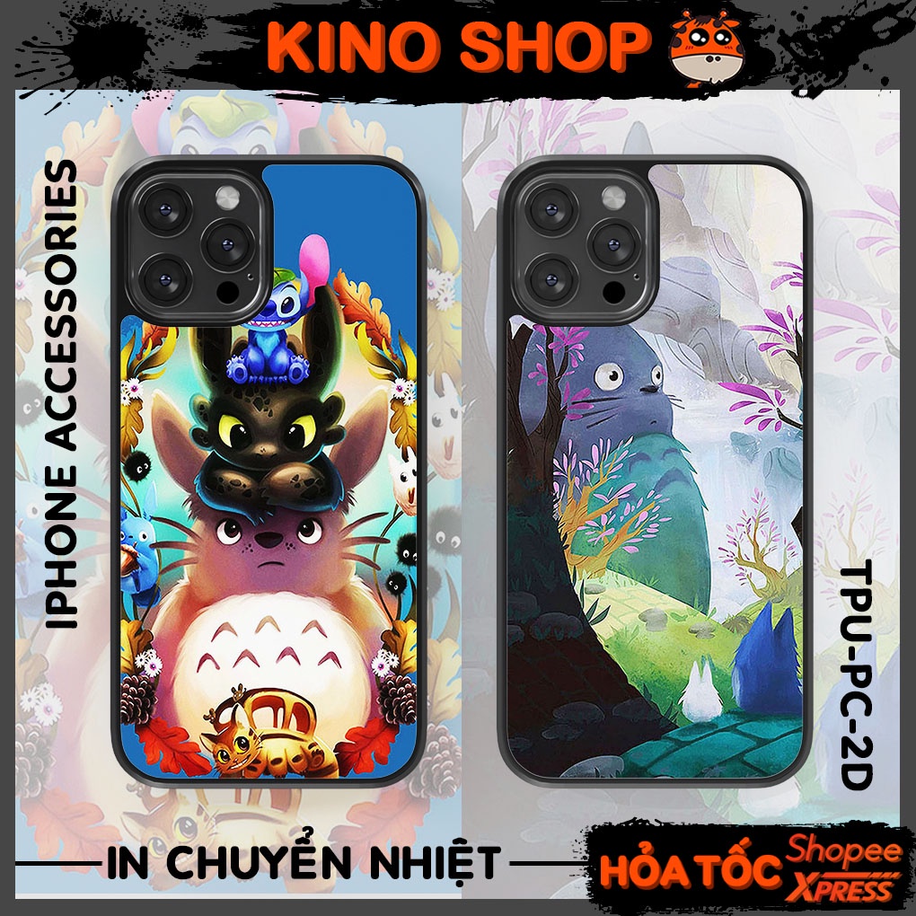 Ốp lưng iPhone KINOSHOP Totoro viền dẻo đen silicon TPU chống ố vàng , chống va đập [ KN77 ] 14Pro 14Promax XR 11