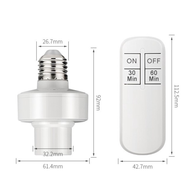 Đui đèn điều khiển từ xa Gonka chế độ hẹn giờ tắt với 2 mốc thời gian, công suất tối đa 220V/100W tiêu chuẩn E27