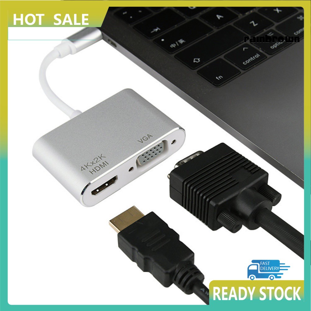 Bộ Chuyển Đổi / Rxl / Usb C Sang Hdmi Vga 4k Hd Cho Macbook