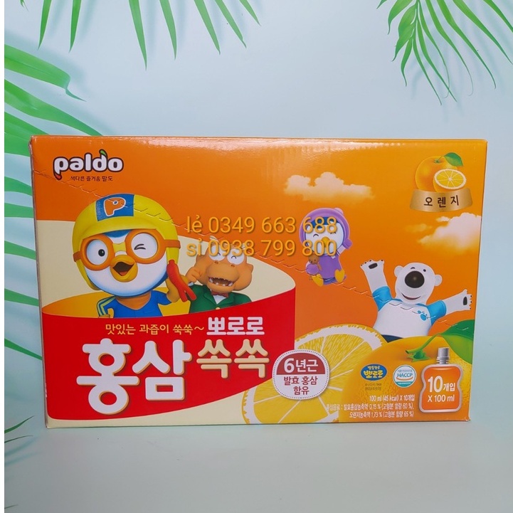 COMBO 10 GÓI NƯỚC HỒNG SÂM TRÁI CÂY PORORO TÚI 100ML