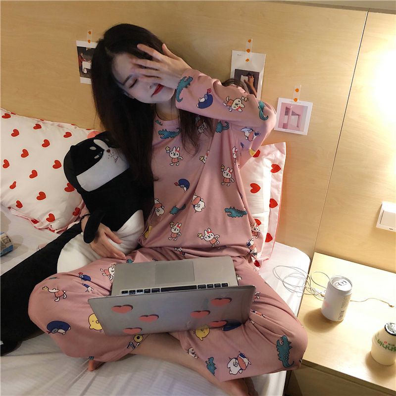 Bộ Đồ Ngủ Tay Dài In Hoạt Hình Dễ Thương