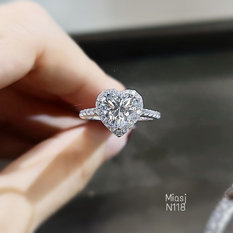 Nhẫn nữ đá tim bạc Ý hột cao S925 cao cấp mã số N118 | Mi.A Trang sức bạc