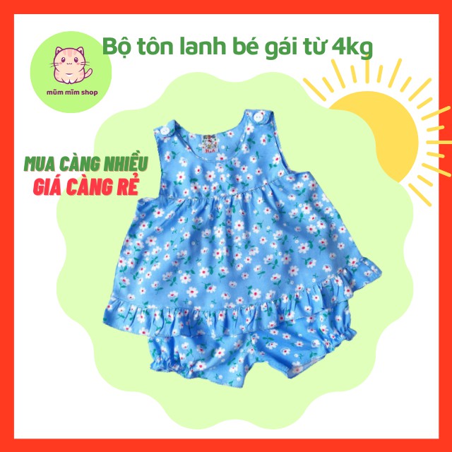 Đồ Bộ Bé Gái Xinh Xắn Tôn Lanh Cực Mát Cho Bé Từ 3-16 Ký
