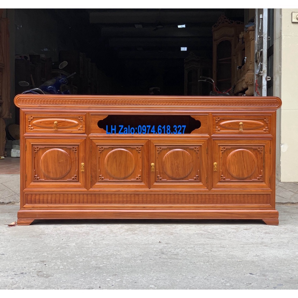 Tủ Tivi 1 Cục Trơn Cong Gỗ Hương Đá Kệ Dài 156 Cao 81 Sâu 43