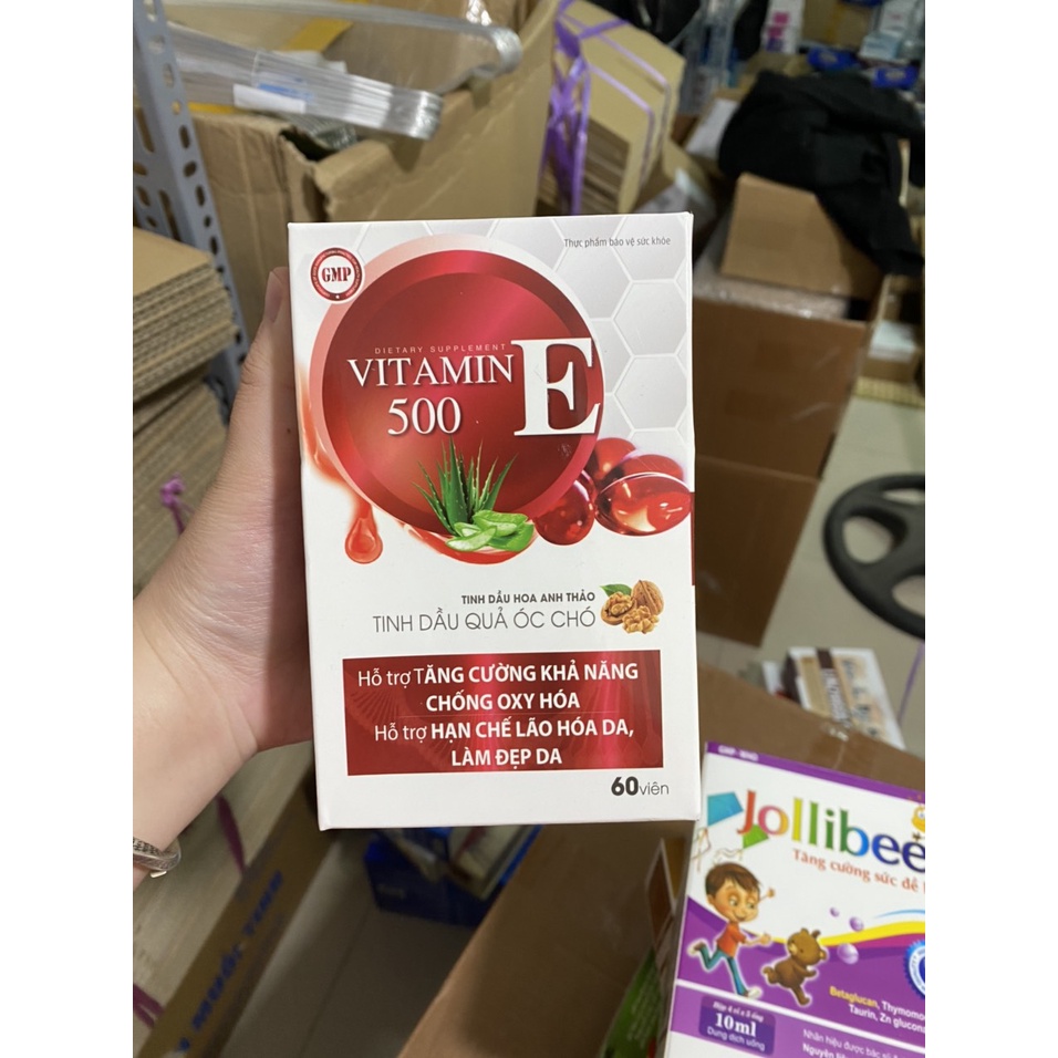 Viên uống sáng da VITAMIN E 500 -Tinh dầu hoa anh thảo ,óc chó - Giúp làm đẹp da, tăng cường nội tiết tố nữ