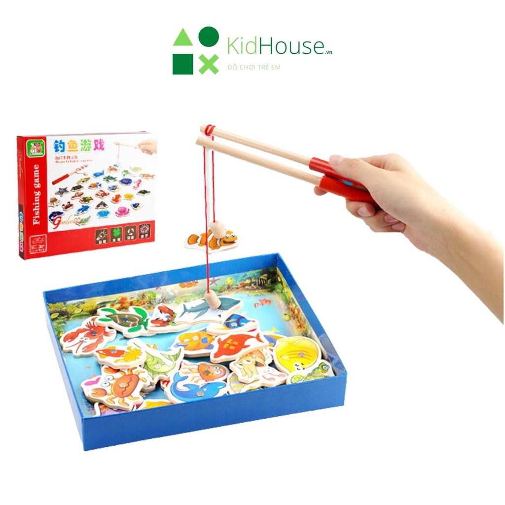 Bộ đồ chơi câu cá nam châm bằng gỗ cho bé thông minh, phát triển tư duy KidHouse.vn