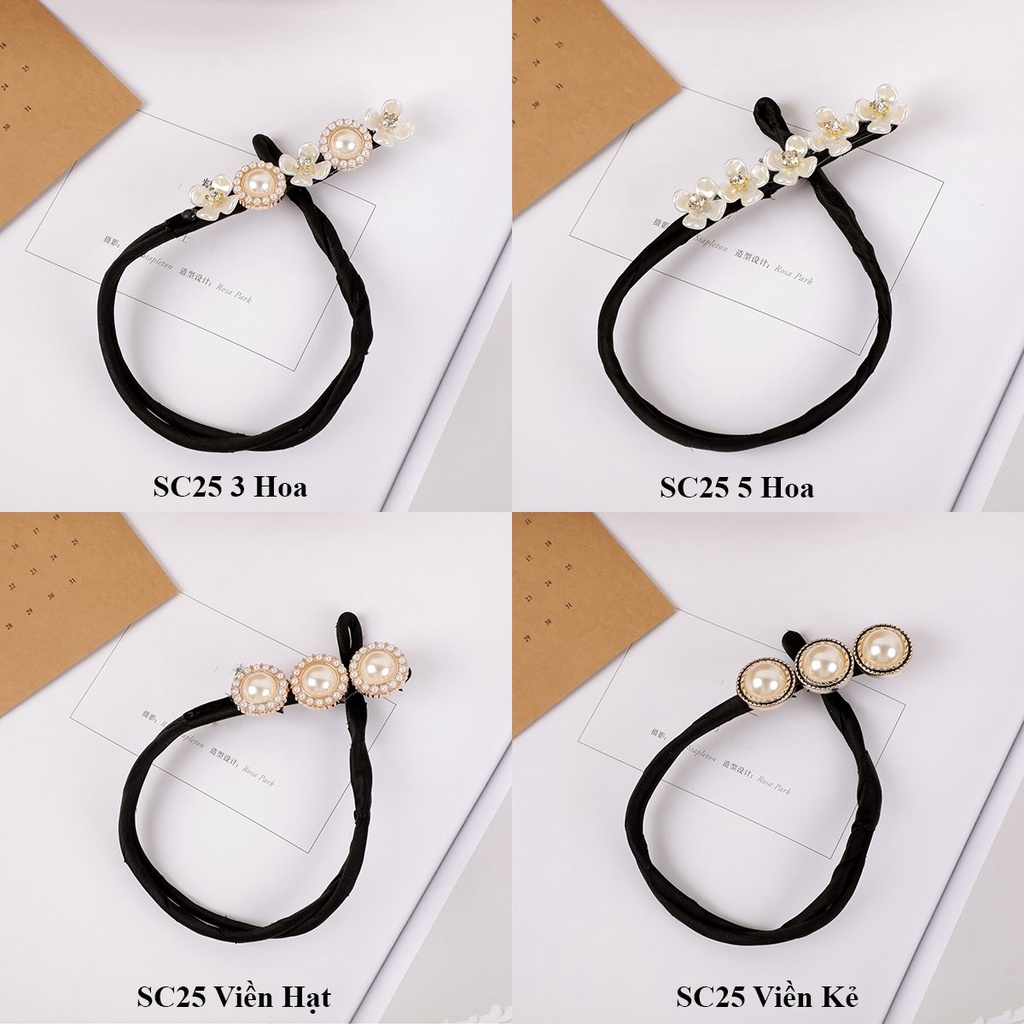 Dụng cụ búi tóc Vemico chất nhựa dẻo xinh xắn đính hạt SC25