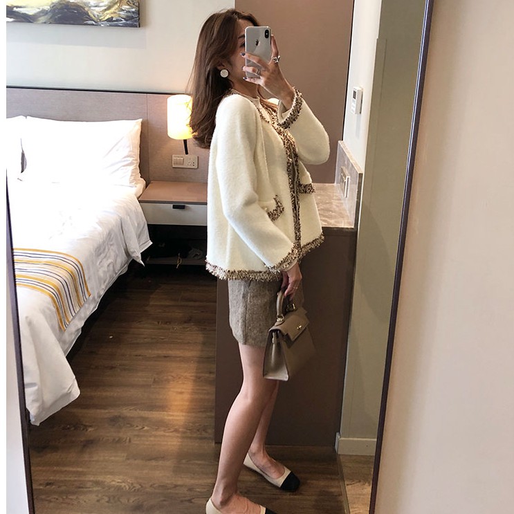 (HÀNG ORDER) Áo len lông viền tweed GNCM | BigBuy360 - bigbuy360.vn