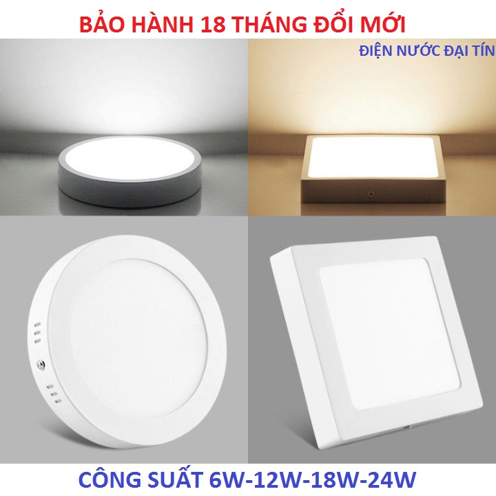 Đèn ỐP TRẦN LED GẮN NỔI 12W, 18W, 24W Vuông/ Tròn- bảo hành ĐỔI MỚI 18 tháng( HỔ TRỢ VẬN CHUYỂN ĐƠN HÀNG TRÊN 30 CÁI)