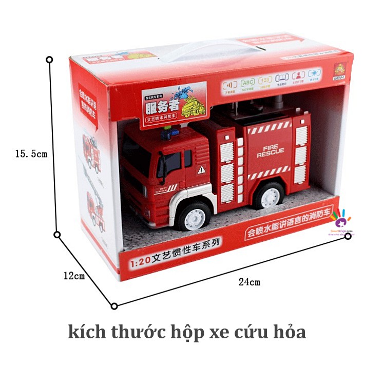 SET 2 xe cứu hỏa phun nước loại to đèn và nhạc 1:16