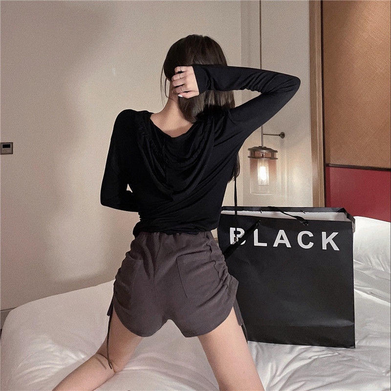 2-Piece Set Includes Sun Protector Hoodie + Fashion Drawstring High Waist Shorts For Women | BigBuy360 - bigbuy360.vn