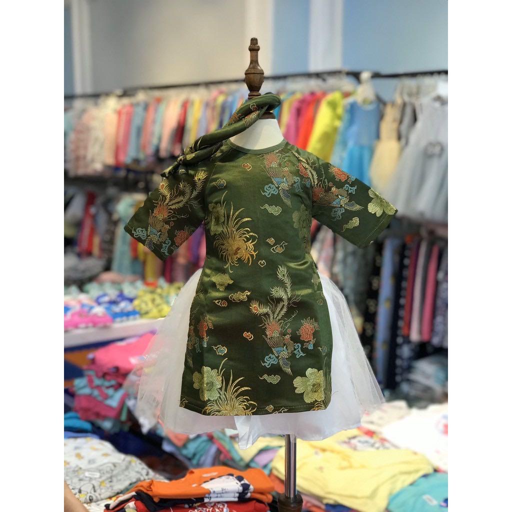 Áo dài gấm bé gái kèm chân váy LITIBABY size 1-5