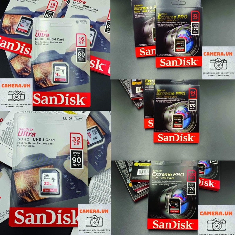 Thẻ Nhớ SD Dung Lương 16gb 32gb 64gb 128gb Tốc Độ Cao Dùng Cho Máy Ảnh Máy Quay Canon Nikon Sony Fujifilm