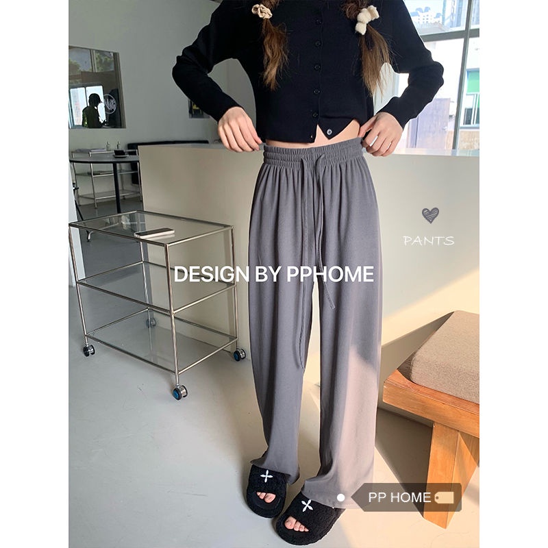 Quần Dài Ống Rộng Lưng Cao Màu Sắc Đơn Giản Hợp Thời Trang Phong Cách Hàn Quốc